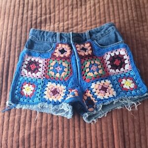 Anthropologie Crochet Jean Shorts